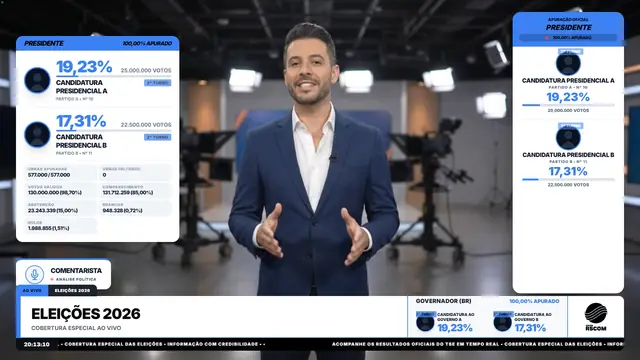 Tema Azul aplicado ao overlay principal do módulo Eleições 2026