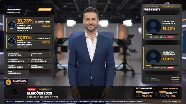 Tema Dourado aplicado ao overlay principal do módulo Eleições 2026
