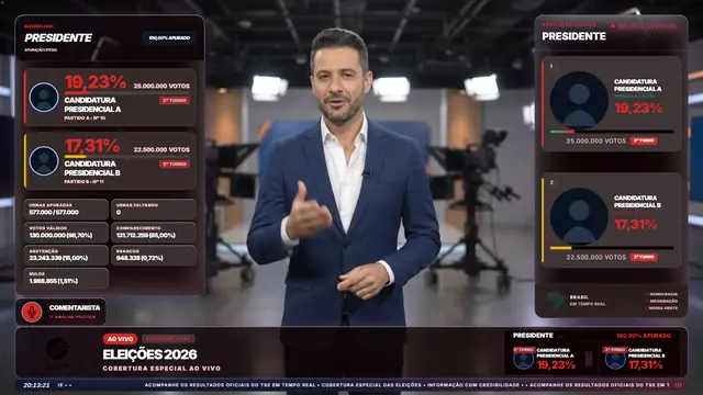 Tema Púrpura aplicado ao overlay principal do módulo Eleições 2026