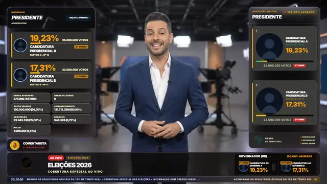 Tema Púrpura aplicado ao overlay principal do módulo Eleições 2026