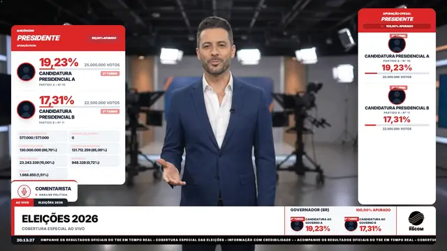 Tema Vermelho aplicado ao overlay principal do módulo Eleições 2026
