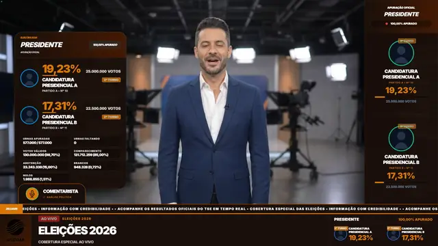 Tema Vermelho aplicado ao overlay principal do módulo Eleições 2026