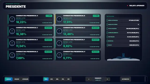 Tema Grafite aplicado ao modo tv do módulo Eleições 2026