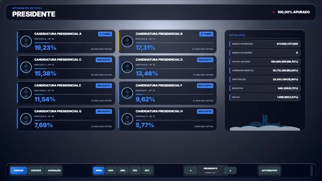 Tema Grafite aplicado ao modo tv do módulo Eleições 2026