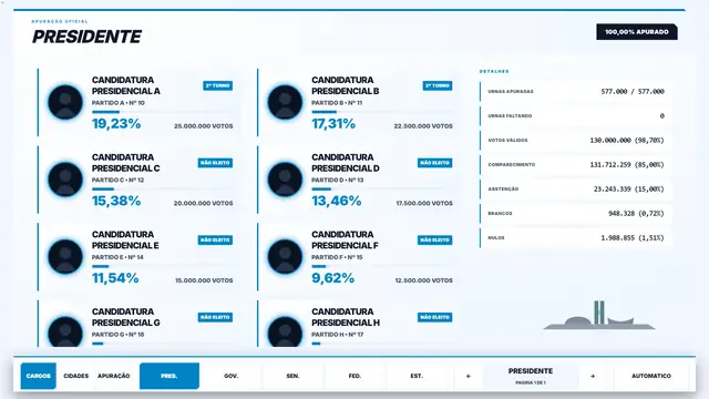 Tema Prata aplicado ao modo tv do módulo Eleições 2026